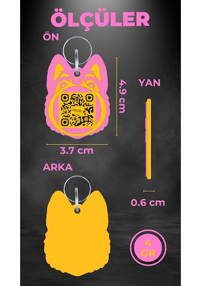 Petjoo 24.Proteo Sarı-Pembe Qr'lı Köpek Künyesi