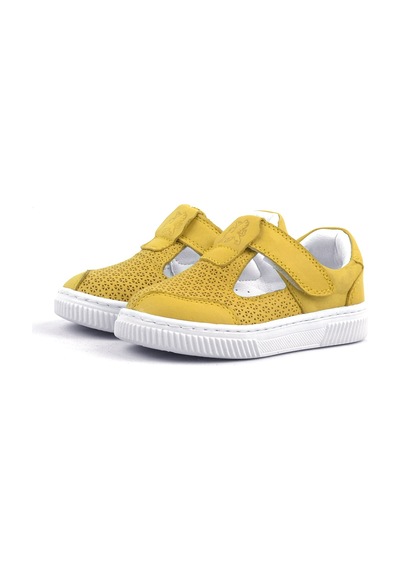 Rakerplus Hakiki Deri Sarı Cırtlı Bebek Sneaker Sandalet Sarı