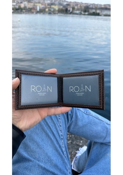 Roan Naturel Kutulu Vegan Deri Lüks Erkek Cuzdanı Hediyelik Paket Kahve