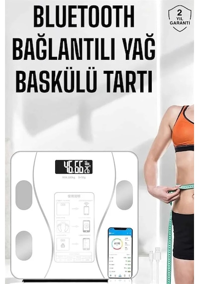 Cn Akıllı Tartı Dijital Baskül Yağ Su Kas Vücut Kitle Kilo Ölçer Tartı