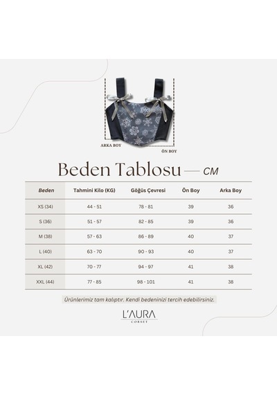 L'aura Corset Kar Tanesi Desenli Füme Bayan Korse Büstiyer
