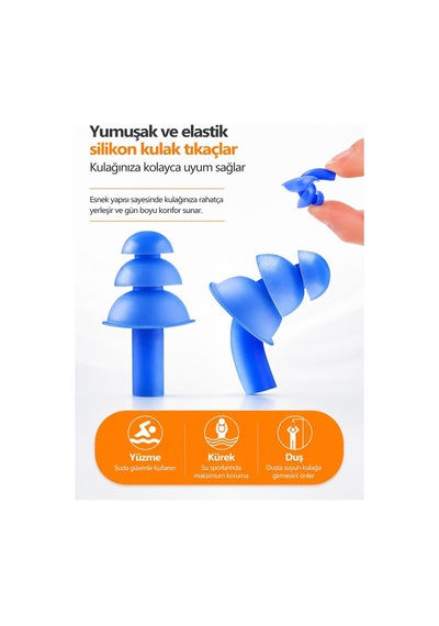 Silikon Kulak Ve Burun Tıkacı Seti Yüzücü İçin Su Geçirmez Yıkanabilir Koruyucu Aparat Çok Renkli