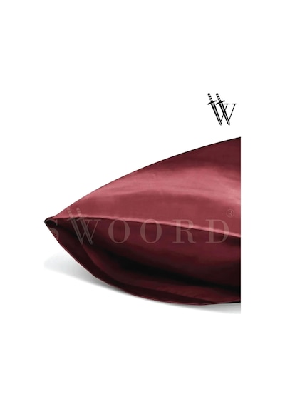 Swoord İpek Dokulu Saten Yastık Kılıfı Bordo 2 Adet 50x70cm 2 Adet Saten Tokalı Bordo