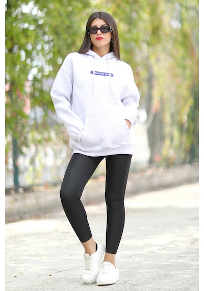Giysa Kadın Kapüşonlu Sweatshirt Kar Melanj Vintage Baskılı Kanguru Cepli Şardonlu 3ip - 25102 Kar Melanj Giysa Kadın Kapüşonlu Sweatshirt Kar Melanj Vintage Baskılı Kanguru Cepli Şardonlu 3ip - 25102 Kar Melanj