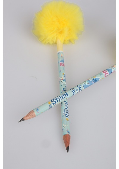X Dekomus Lisanslı Stitch Özel Seri 2 Adet Fluffy Pop Collection Ponponlu Kurşun Kalem "dekomus Cep Defteri Hediyeli" 124-Pembe