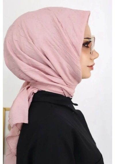Melodi Scarf Kadın Tesettür Pratik Bambu Kraş Eşarp Pudra Pudra
