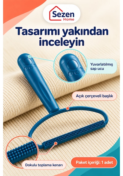 Plastik Tiftik Ve Tüy Toplayıcı Saplı Koltuk Halı Temizleme Aparatı 1 Adet