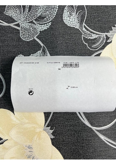 Siyah Çiçek Desen Duvar Kağıdı 126857/b Çok Renkli