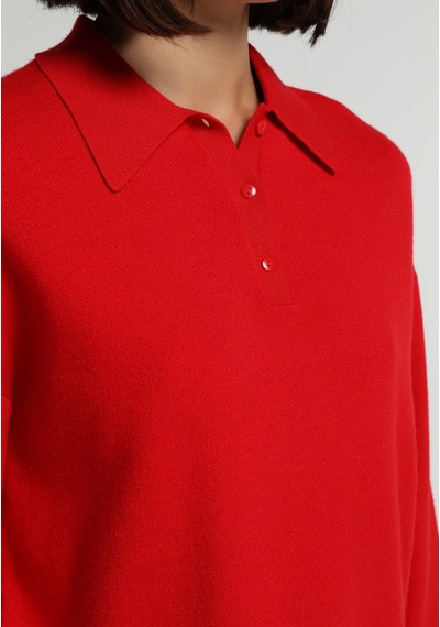 Colin's Colins Regular Fit Polo Yaka Düz Kadın Kirmizi Kazak Cl1083236 Q1.v2 Red Kırmızı