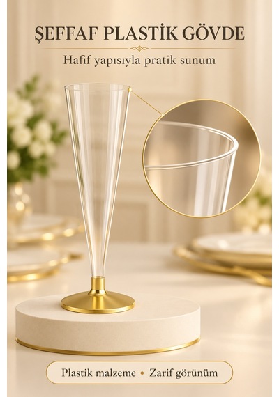 6'lı Gold Base İçecek Kadehi Seti Bekarlığa Veda Ve Davetler İçin