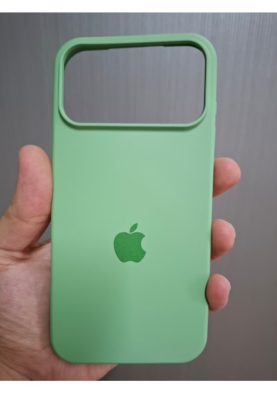 Apple Uyumlu iPhone 17 Pro Max Logolu İçi Kadife Silikon Lansman Kılıf Açık Yeşil