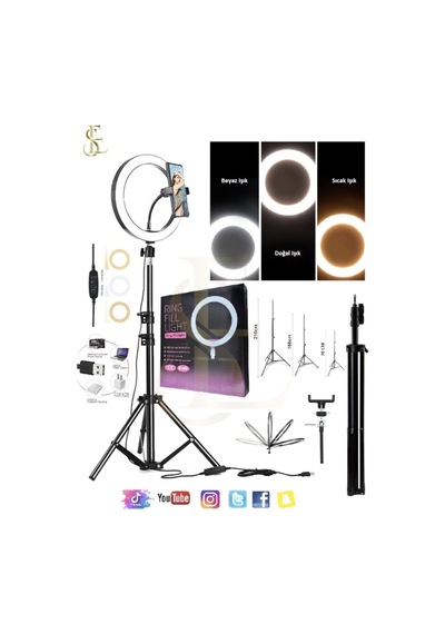 120 Led Ring Lıght Influencer Youtuber Tiktok Telefon Tutucu Makyaj Işığı 10 Inç 2.1 Mt Trıpod
