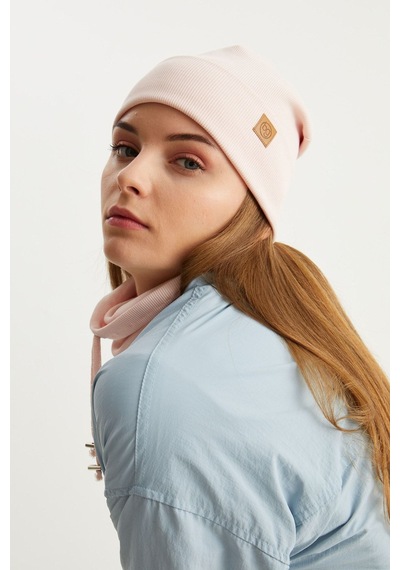 Butikgiz Kadın Balıkçı Style Pamuklu Kaşkorse Terletmez Ultra Hafif Yumuşak Bere Boyunluk Takım Pudra