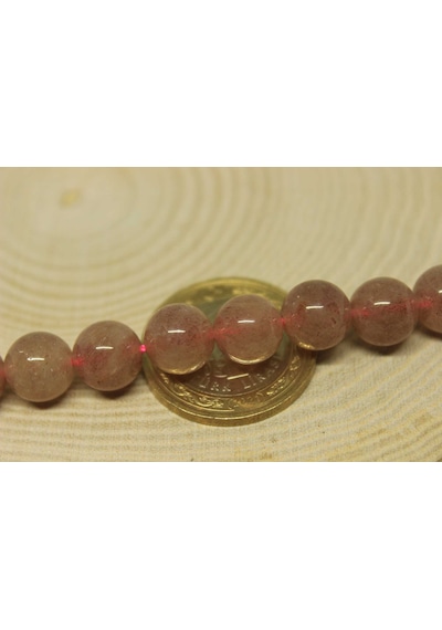 Çilek Kuvars Taşı 10mm/3 adet Gümüş