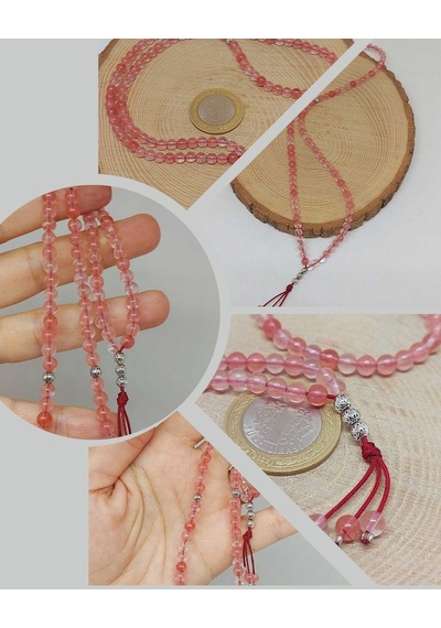Gül Kuvars Taşı 99luk Tesbih 4mm 45212 Çok Renkli