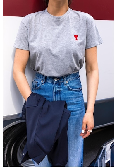 Flood Of Style Kadın Gri A Kalp Nakış İşlemeli Oversize