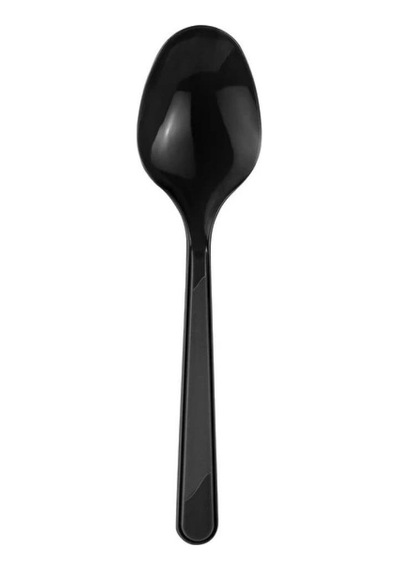 Plastik Lüx Siyah Renk Kaşık - Parti Davet Piknik Çorba Yemek Kaşığı - 18 Cm. - 25'li 10 Paket