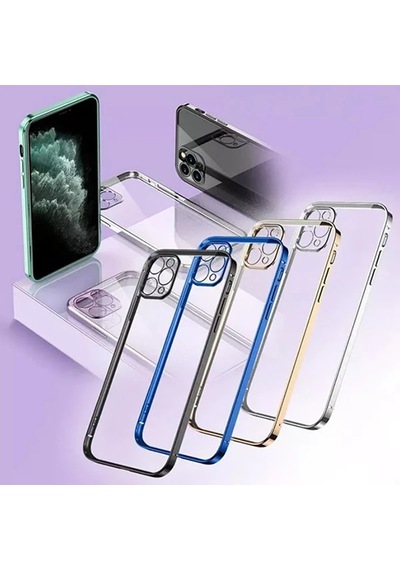 Ally iPhone Uyumlu 12 Pro 6.1 Metal Görünümlü Darbeye Dayanıklı Silikon Kılıf- 5775 Mh-hs9584-2683
