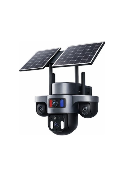 9mp Üç Lensli Güneş Enerjili Dış Mekân Güvenlik Kamerası Dahili Batarya Sim Kart Girişli İp Kamera