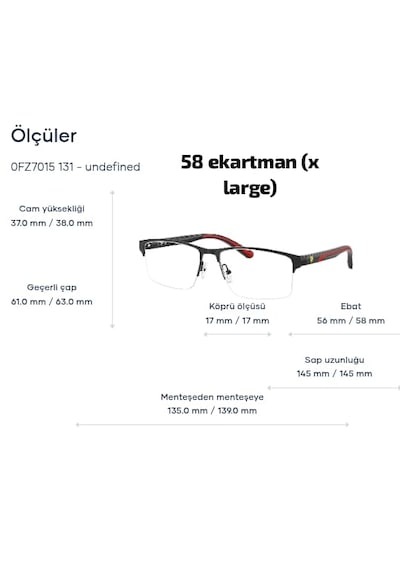 Fz7015 131 58 Ekt Xlarge Ferrari Mavi Işık Ve Uv420 Korumalı Gözlük Siyah - Kırmızı