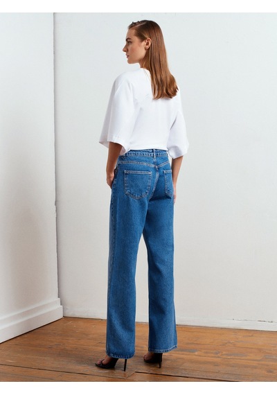 Dilvin 72053 Wide Leg Denim Pantolon-mavi Mavi