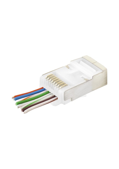 100 Adet Cat6e Ez Rj45 Metal Konnektör Plastik Kutu Beyaz