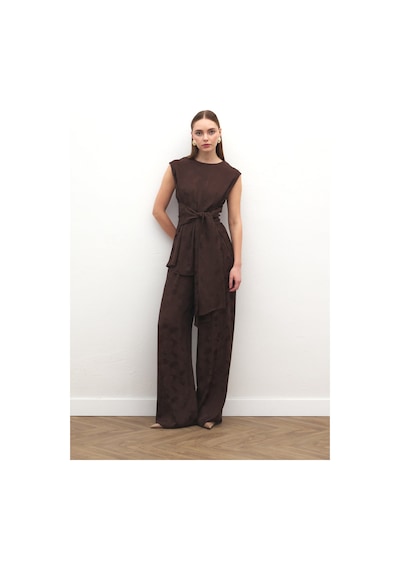 Sateen Camila Pantolon - Kahve-137184 Kahve