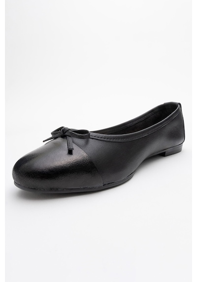 Luvishoes Luvi Shoes Jens Siyah-siyah Cilt Hakiki Deri Fiyonklu Kadın Babet Ayakkabı Siyah