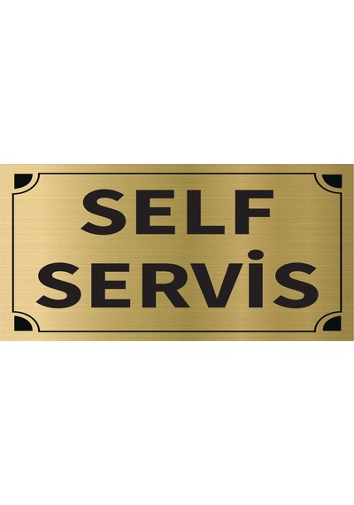 Mayeka Self Servis Levha Altın Metal Yönlendirme Tabelası Kişiye Özel
