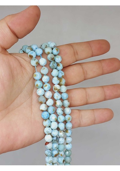 Larimar Taşı Faset Kesim Dizi 7mm 52796 Çok REnkli