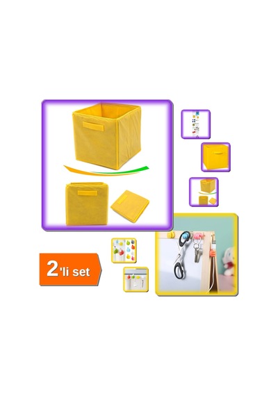 Sarı Dolap İçi Düzenleyici Kutu + 10 Adet Yapışkanlı Kablo Klipsi - 2li Set B0f1b2 Belirtilmemiş