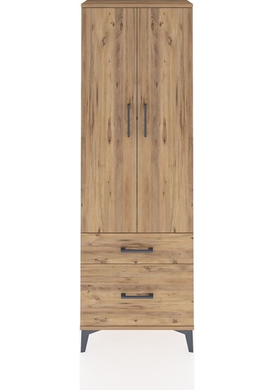 Arges Dolap 4 Raflı 2 Çekmeceli 2 Kapaklı 60x30x182 Çam-çam Çam