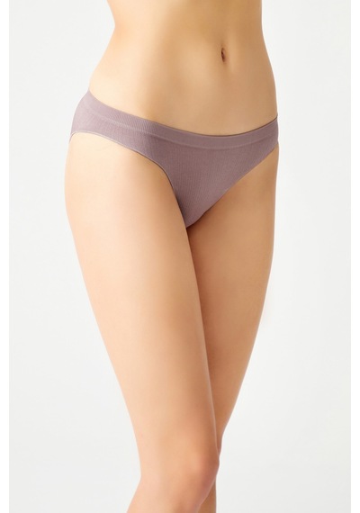 Los Ojos Mor Fitilli Seamless Klasik Külot Ribbed Classic Mor