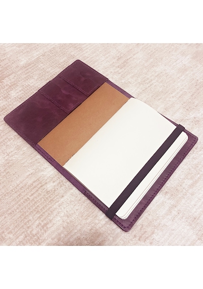 Bilikolik Hakiki Deri A5 Defter Kılıfı, El Yapımı, Telefon Cepli Ajanda Organizer, Defter Ve Kalem Dahil Mor