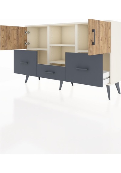 Arges Konsol 4 Raflı 3 Çekmeceli 3 Kapaklı 132x30x83 Aytaşı-çam/antrasit Çam/antrasit Arges Konsol 4 Raflı 3 Çekmeceli 3 Kapaklı 132x30x83 Aytaşı-çam/antrasit Çam/antrasit