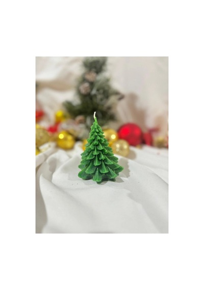 Dekoratif Hediyelik Çam Ağacı Ve Geyik Mum Soywax Yeşil Yılbaşı Hediye Pine Tree Candle Haki