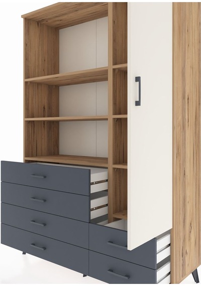 Hyperion Dolap 7 Raflı 6 Çekmeceli Tek Kapaklı 132x44x195 Çam-aytaşı/antrasit Aytası/antrasıt Hyperion Dolap 7 Raflı 6 Çekmeceli Tek Kapaklı 132x44x195 Çam-aytaşı/antrasit Aytası/antrasıt