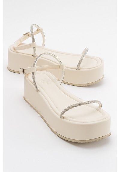 Luvishoes Ekos Ekru Bej Kadın Sandalet Bej - Ekru