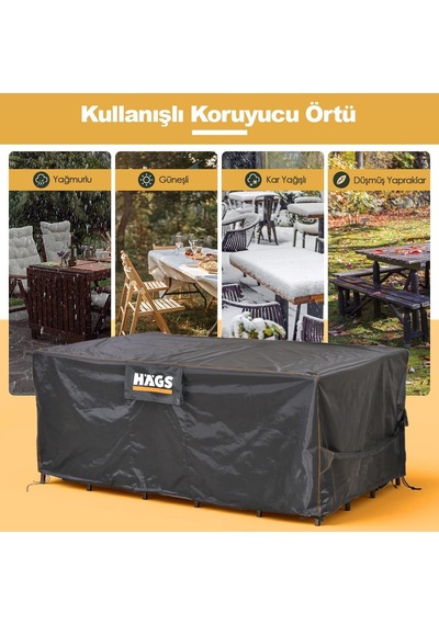 Haegs Bahçe Mobilyası Örtüsü, 230-150-90cm, Ağır Hizmet Oxford Kumaş, Su Geçirmez, Dış Mekan Veranda Masa Ör Çok Renkli