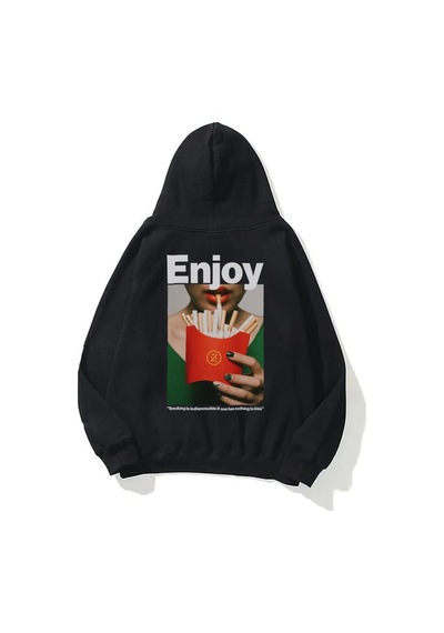 Startmore Unisex Enjoy Sweatshirt Hoodie Siyah Siyah