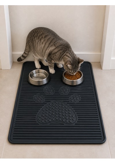 Kedi Kumu Paspası 60x42 Havuzlu Kaymaz Yıkanabilir Kedi Tuvalet Altlığı Döküntü Önleyici Mat