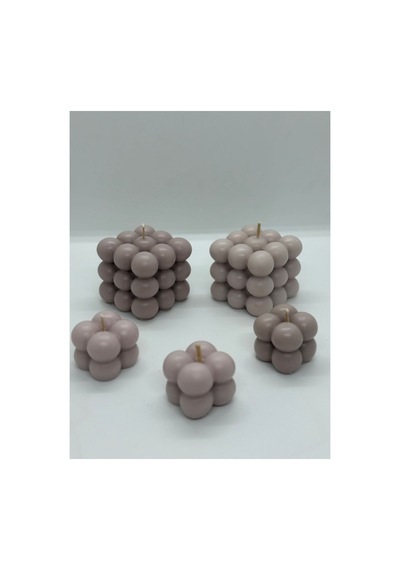 El Yapımı Bej Bubble Mum Seti %100 Doğal Soya Wax Düğün/kına/nişan/hediyelik Bej