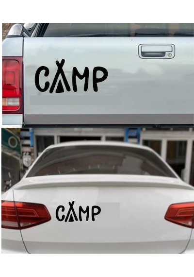 Kamp Yazılı Sticker - 4x4 Off Road Pickup Sticker - Araba Oto Motosiklet Karavan Cam Sticker - 02165 10x5 Cm