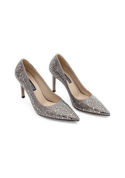 Kadın Platin Parlak İnce Topuklu Stiletto