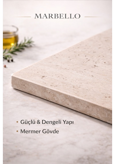 20x30 Cm Mermer Kesme Ve Sunum Tahtası Dekoratif Mutfak Servis Tabağı Bej
