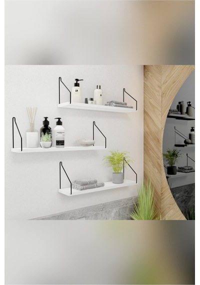 Duvar Rafı Kitaplık Mutfak Banyo Yaşam Alanı 15 X 55 Cm Beyaz