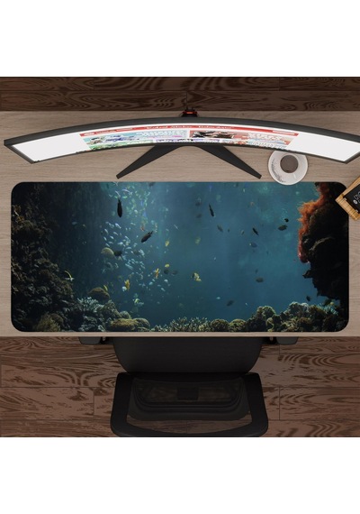 Sualtı Gaming Mouse Pad Kauçuk Kaymaz Taban Mousepad V3, 90x40 Xxl