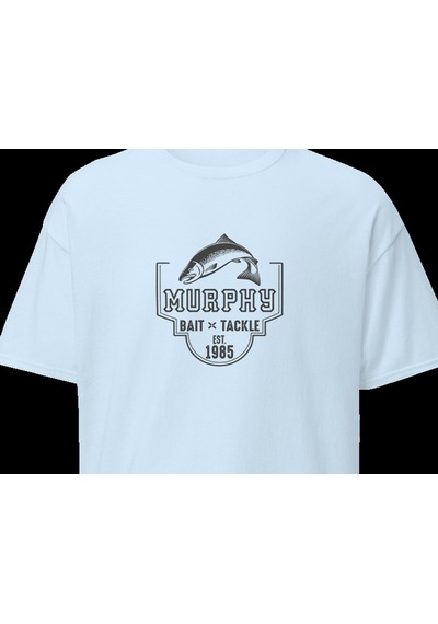 Wildstyle Murphys Bait Tackle Vintage Balıkçılık Olta Balıkçı Baskılı Unisex Bisiklet Yaka Pamuklu Tişört Bebek Mavisi