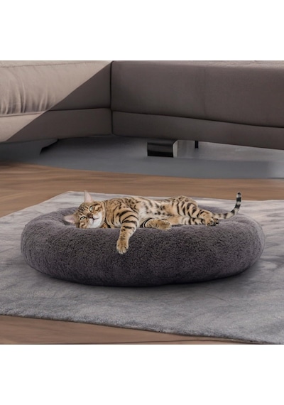 Tr Large Model 65 Cm Puffy Kedi Köpek Yatağı Antrasit