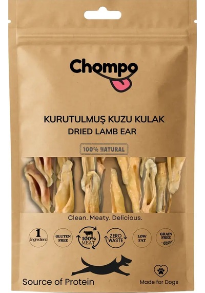 Chompo Kurutulmuş Kuzu Kulak Köpek Ödül Maması 100 Gr